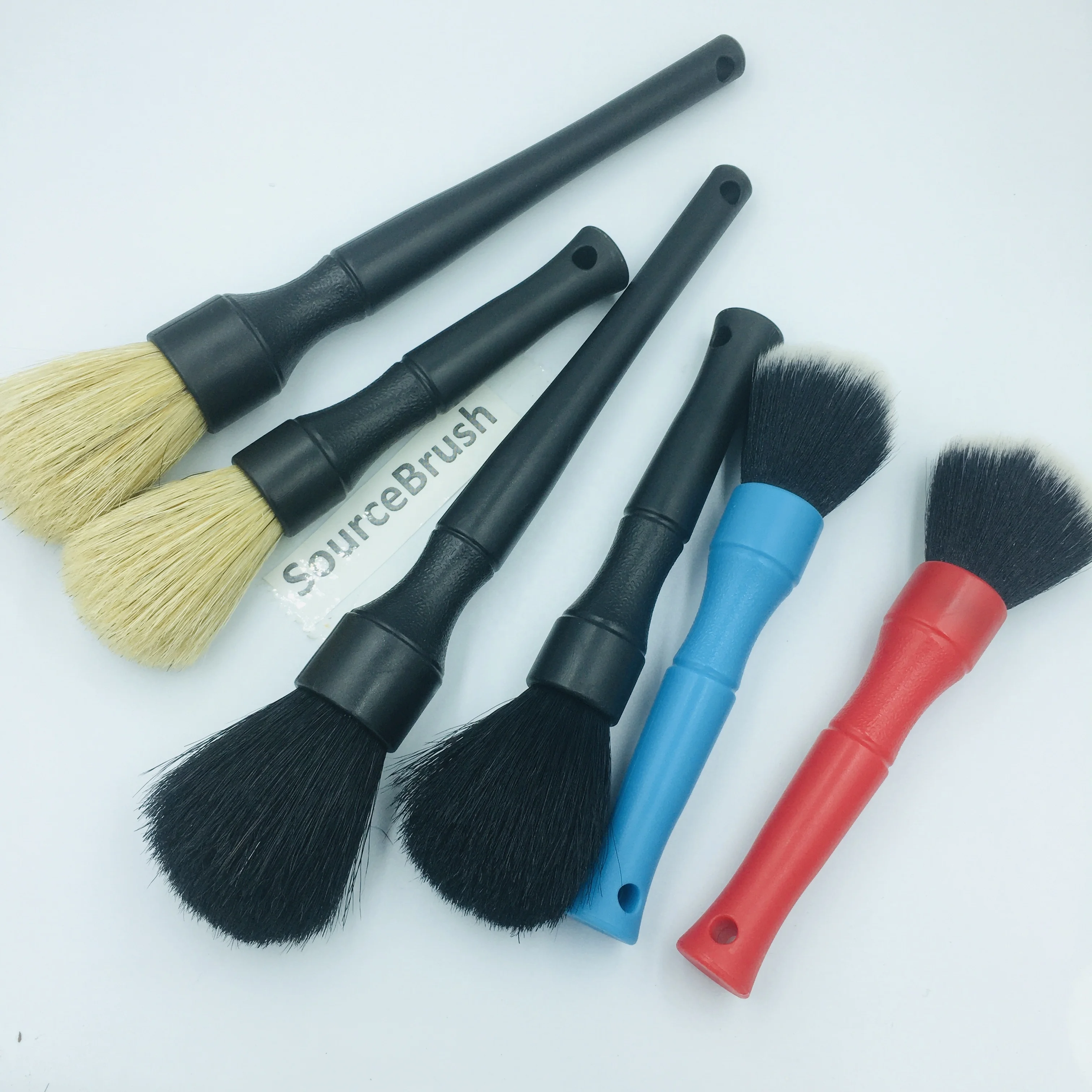 auto clean car detailing care ultra soft detail brush factory supply car care brushes set with boar hair bristle