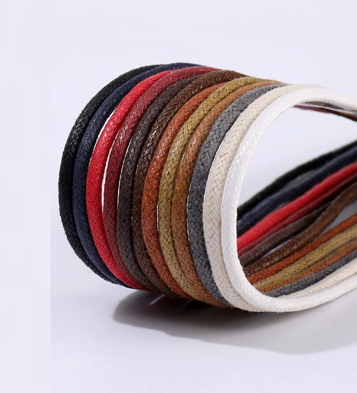 Popular leather shoes laces quality 2.5mm width 60-180cm round shoe laces 12   colors rope shoelaces for Leather shoes