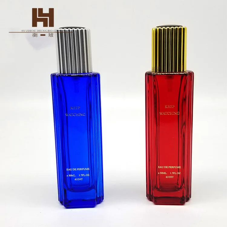  100 мл красный и синий кубовидный парфюмерный стеклянный флакон от производителя 6538T