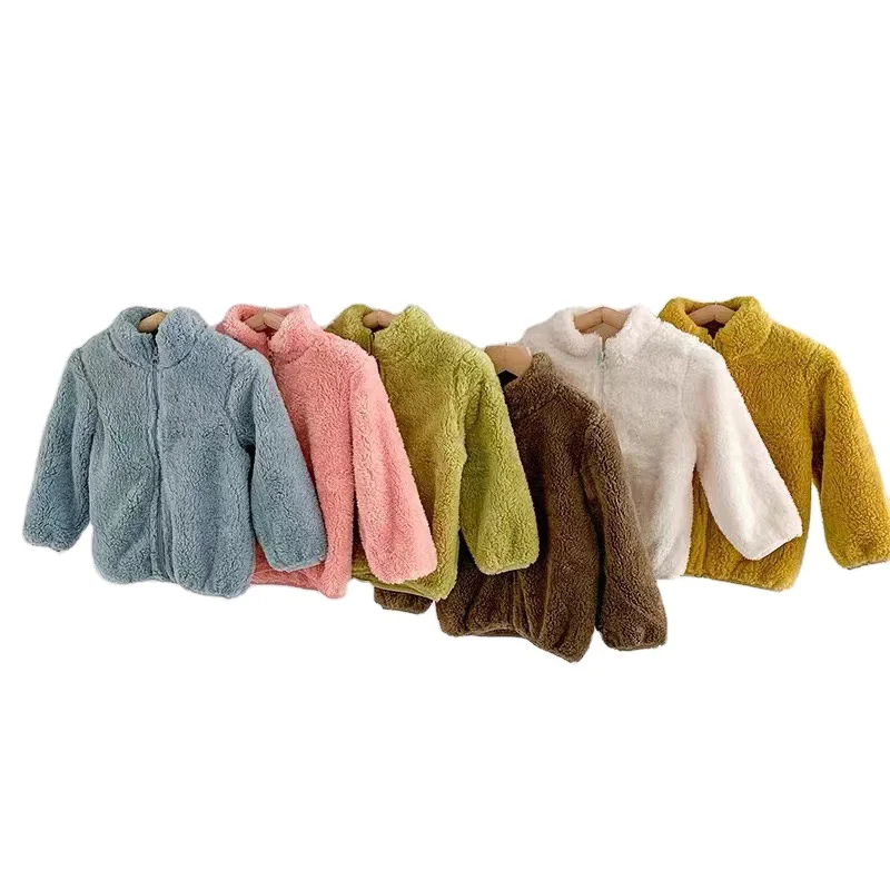 Ready to ship Winter kids fleece sweatshirt jacket Multi color warm girl coat wholesale fleece jacket for kids