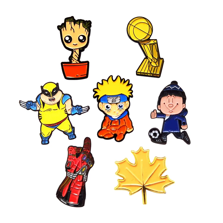 Оптовая продажа тканевых булавок для сумок шляп воротников отворотов мультяшных персонажей милые мягкие эмалированные булавки для аниме