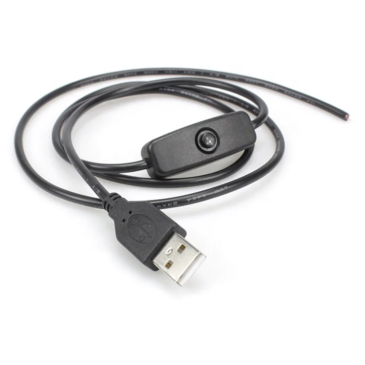 USB with switching power cord USB A  with On Off Toggle Switch TO open end Cord