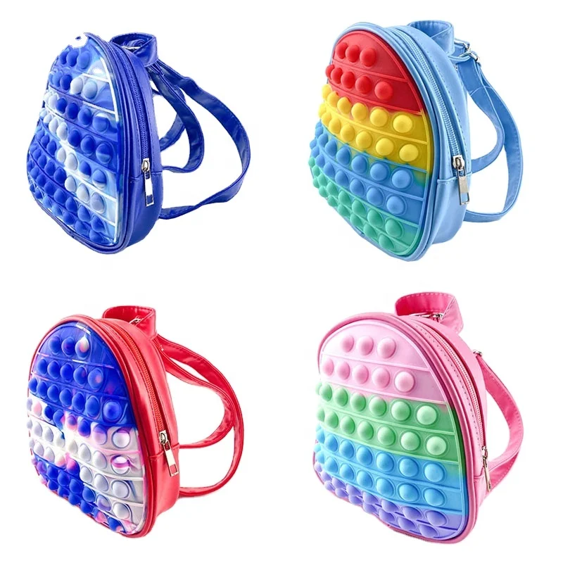 Popping Silicone Stress Reliever backpack Push Bubble Pop Sensory Fidget toddler school bag