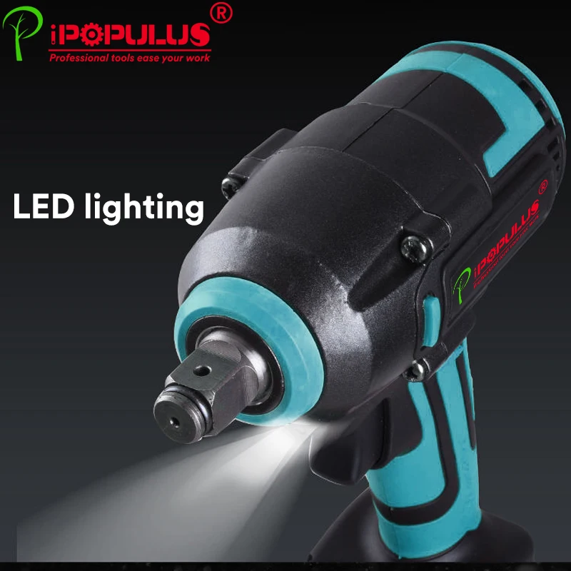 iPOPULUS 330N.m 21V Brushless Electric Impact Wrench 5 Gears Cordless Car Wheels Lugs Repair Tools Wrench For 21V Battery