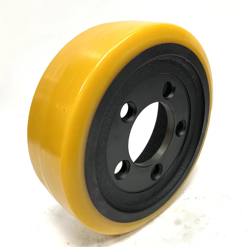 polyurethane (PU) hand pallet truck driving wheel solid tire with 5 holes