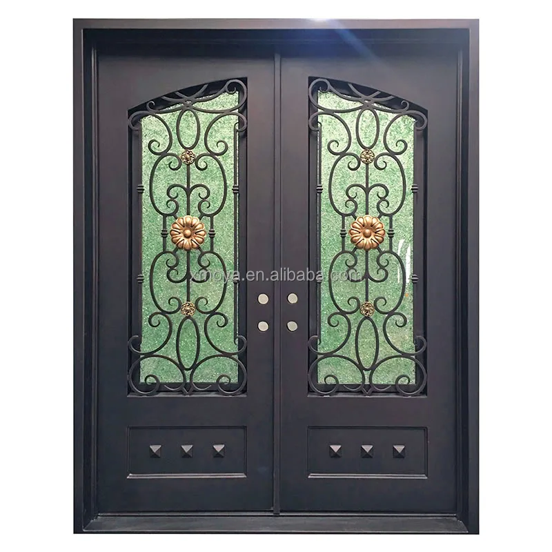Decorative Metal Custom Steel Security Door Metal Frame Entrance Doors For Houses Exterior Front Entry Wooden, Metal Doors Black