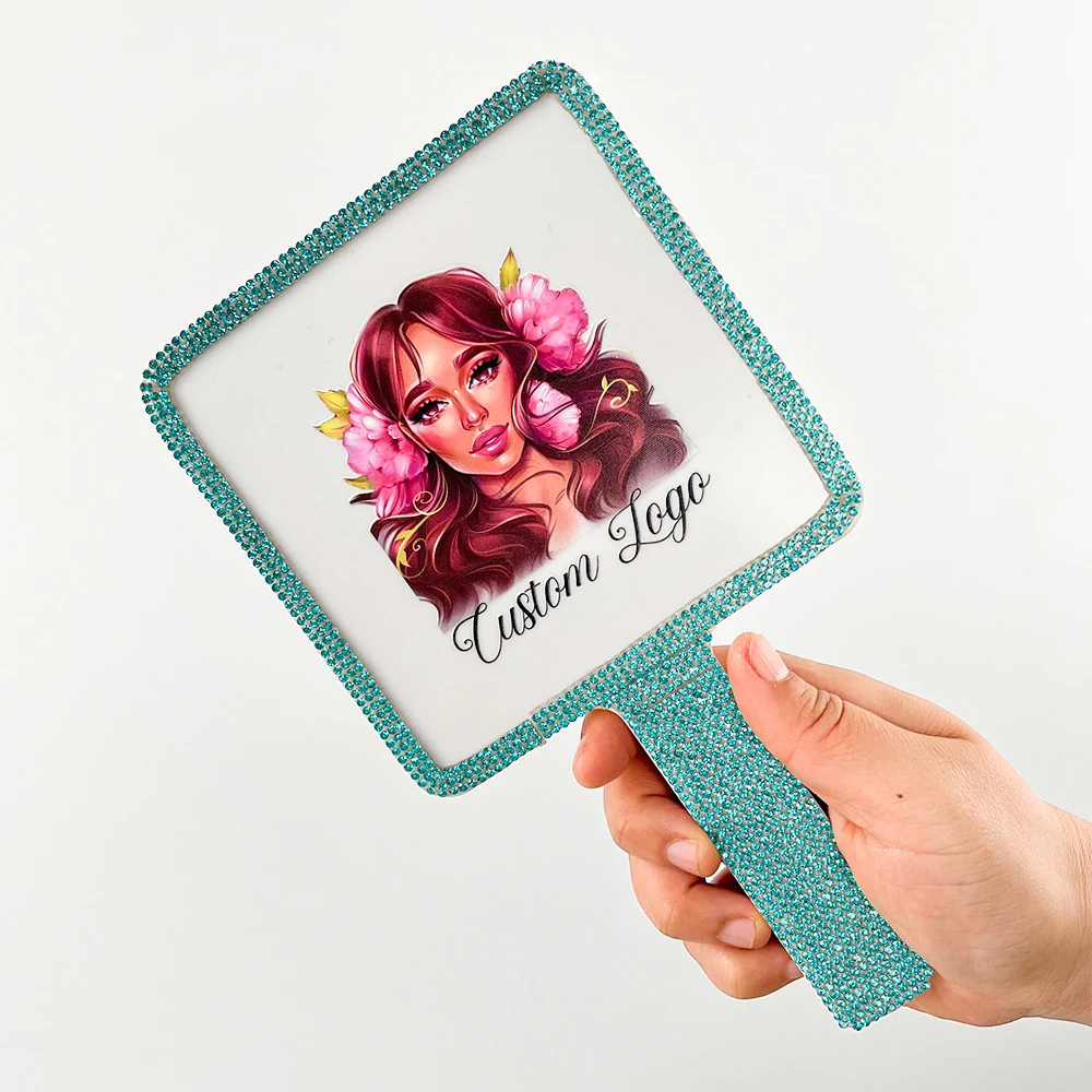 Wholesale Custom logo Packaging Box Handheld Mirror Portable Private Label Hand Held Makeup Mirrors