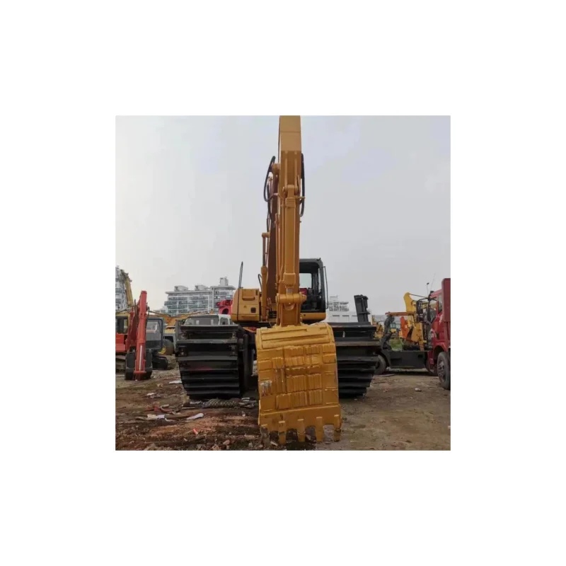 20ton caterpillar 320c Boat Digger used Amphibious Excavator with Side Pontoon for sale