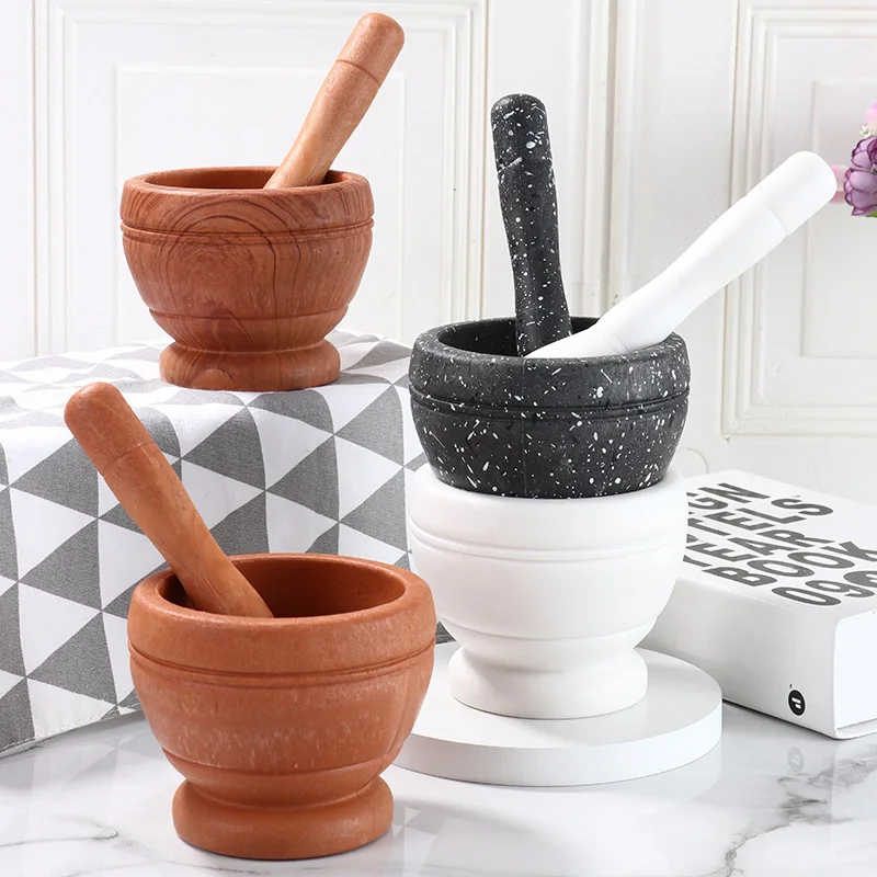 Syh395 Manual Garlic Pounder Herb Spice Mixing Grinding Crusher Bowl Pounding Medicine Jar Kitchen Pestle Grinder