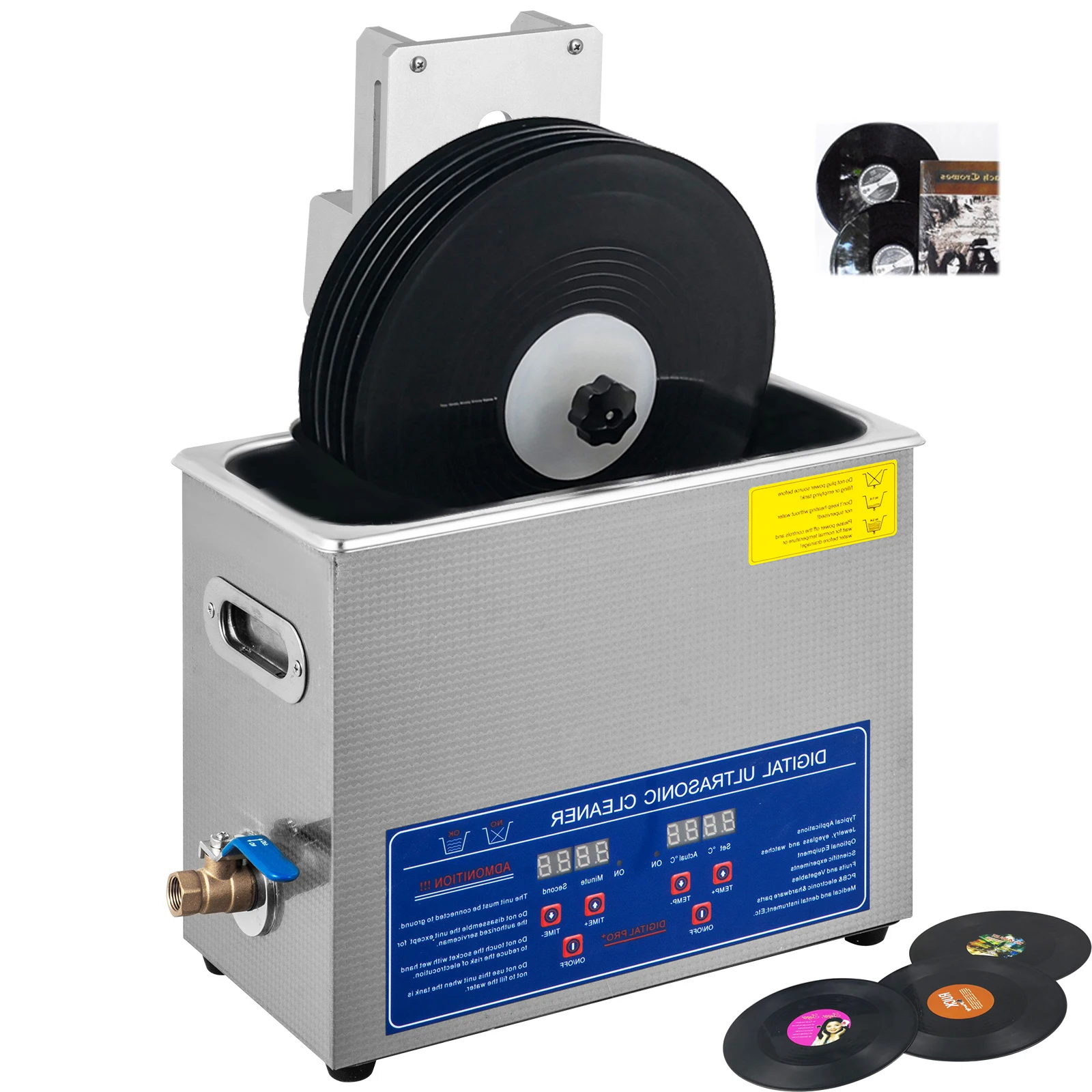 Ультразвуковой очиститель виниловых записей 6 л, ультразвуковая машина для чистки виниловых записей, полный комплект с сушильной стойкой, полная система