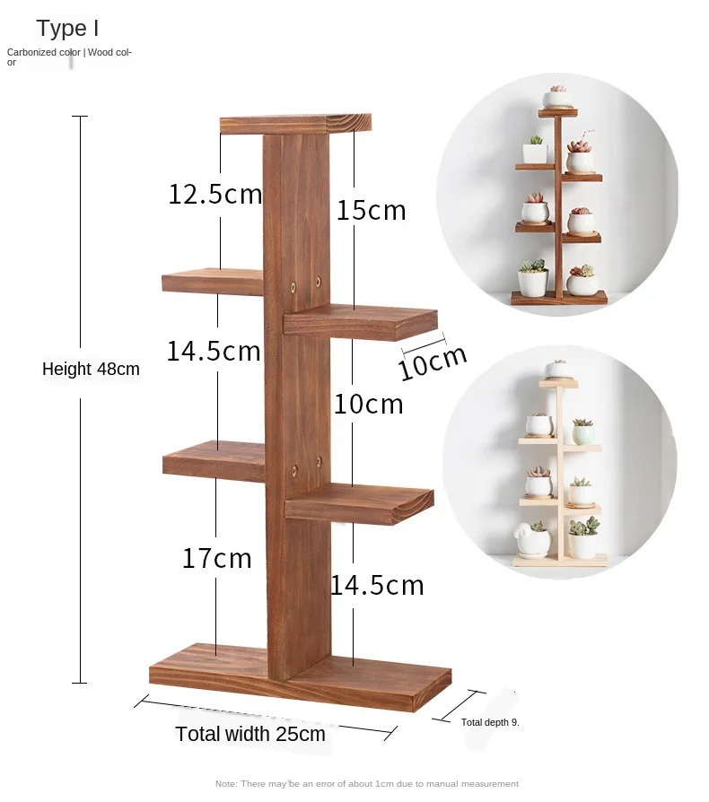 Multi-layer Solid Wood Desktop Flower Stand Indoor Wood Flower Pot Display Stand Rack Modern Plant Stand