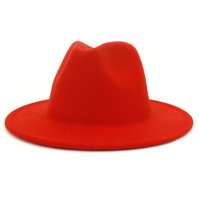 Wholesale High Quality  Wide Brim Solid Colors Purple Fedora Hats Winter Warm Vintage Jazz Fedora Hats For Women And Men