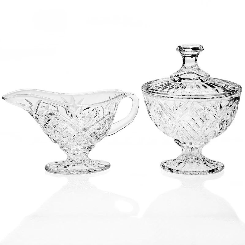 
Wholesale Customize Restaurants Glass Gravy Sauce Boat Sugar and Creamer Dublin Gravy Boat 