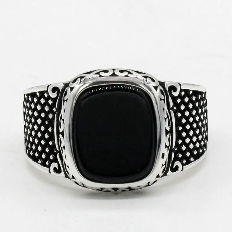 MYF Factory Wholesale Anillo De Astilla 925 Plata De Ley Para Hombres Ring Sliver 925 Sterling Silver Agate GDTC Trendy for Men