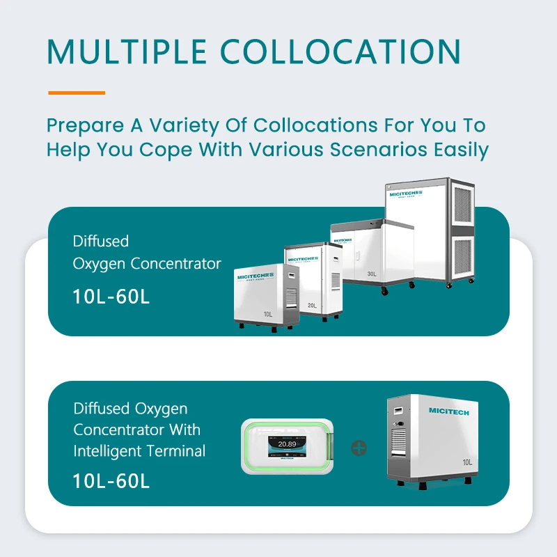 MICiTECH industry oxygen supply high purity continue mode oxygen generator 20l  for aquaculture