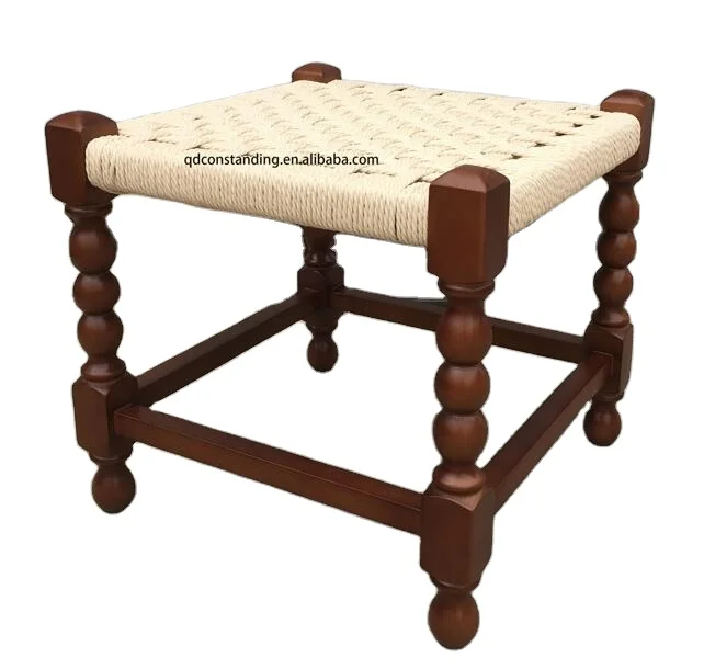 luxury Factory OEM ODM outdoor Living  Modern vintage style wood stool  Wooden Rectangle Paper Cord Stool Bench