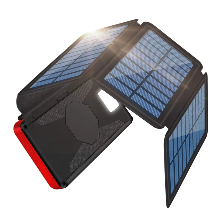Type C Input Portable Charger Solar Charger 20000mAh Solar Power Bank Detachable Solar Panel for Outdoor with LED Flashlight
