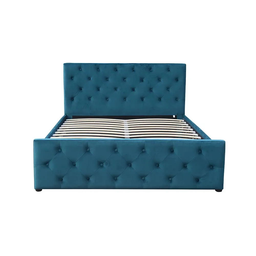 Hot Selling Cheap Price Headboard and footboard Buttons Tufted Velvet Fabric Storage King Bed