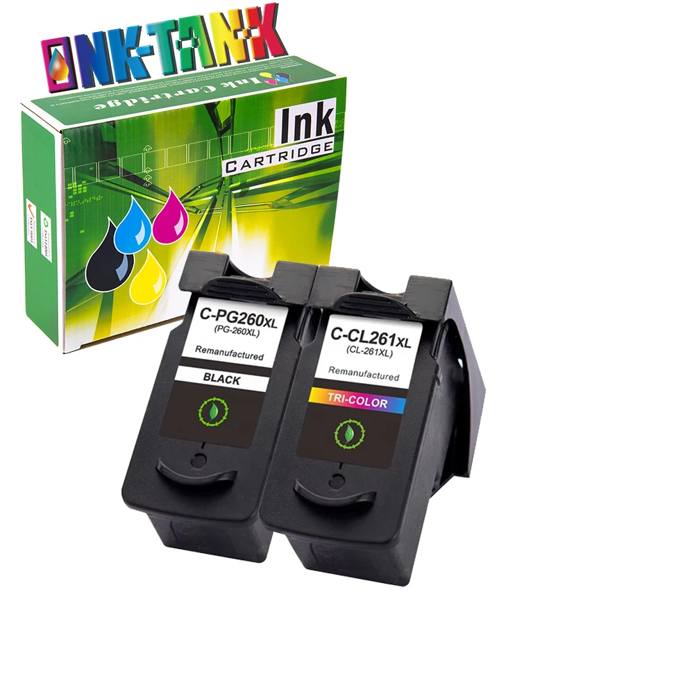 INK-TANK PG260 PG-260 PG 260 XL CL261 CL-261 260XL восстановленные черный струйный картридж для Canon TR7020