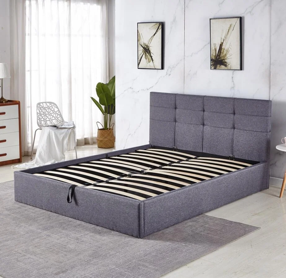 Modern Tufted Lift Up Storage Bed Queen Size Linen Upholstered Platform Beds  Queen Bed Frame with a Hydraulic Storage