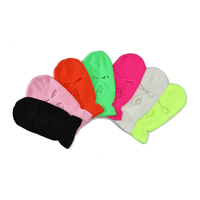 Wholesale Custom Motorcycle Fleece Ski Masks Balaclava Knit Men 3 Hole Full Face Mak Hat Cap