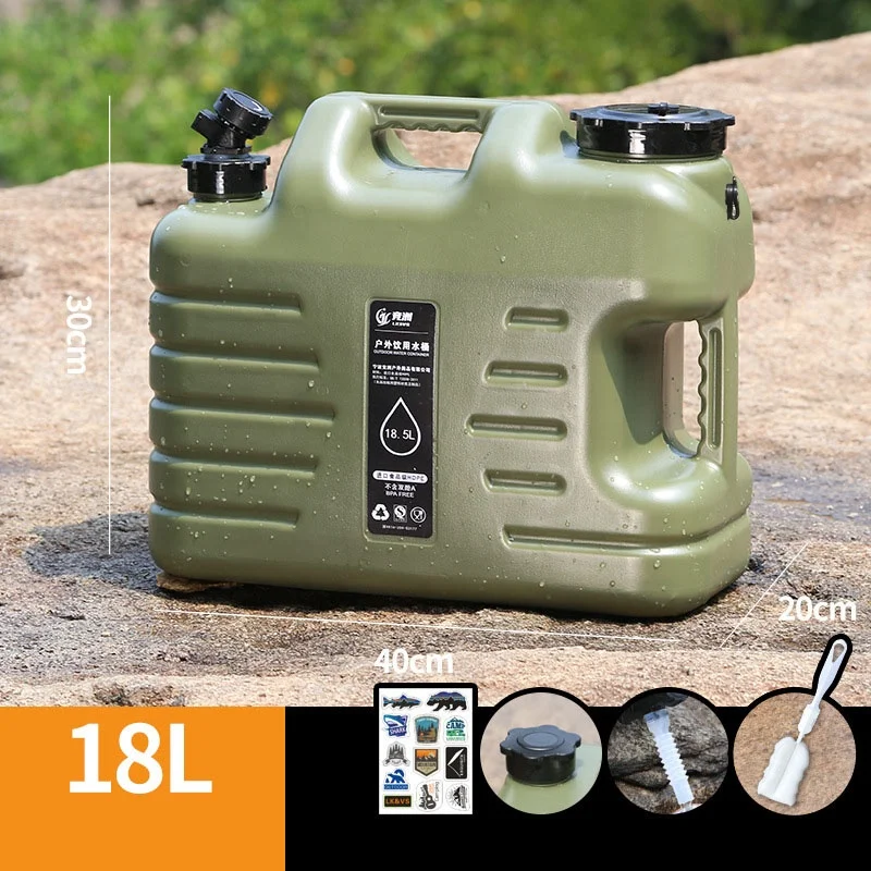 Outdoor food grade plastic water storage with pure faucet vehicle mounted camping drinking water bucket