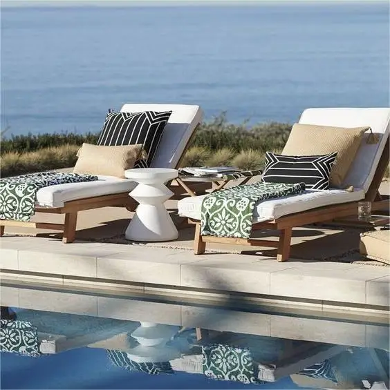 Outdoor Portable Wholesale Garden Wood Nylon Fabric Adjustable Sea Umbrella sun Lounger Beach bed
