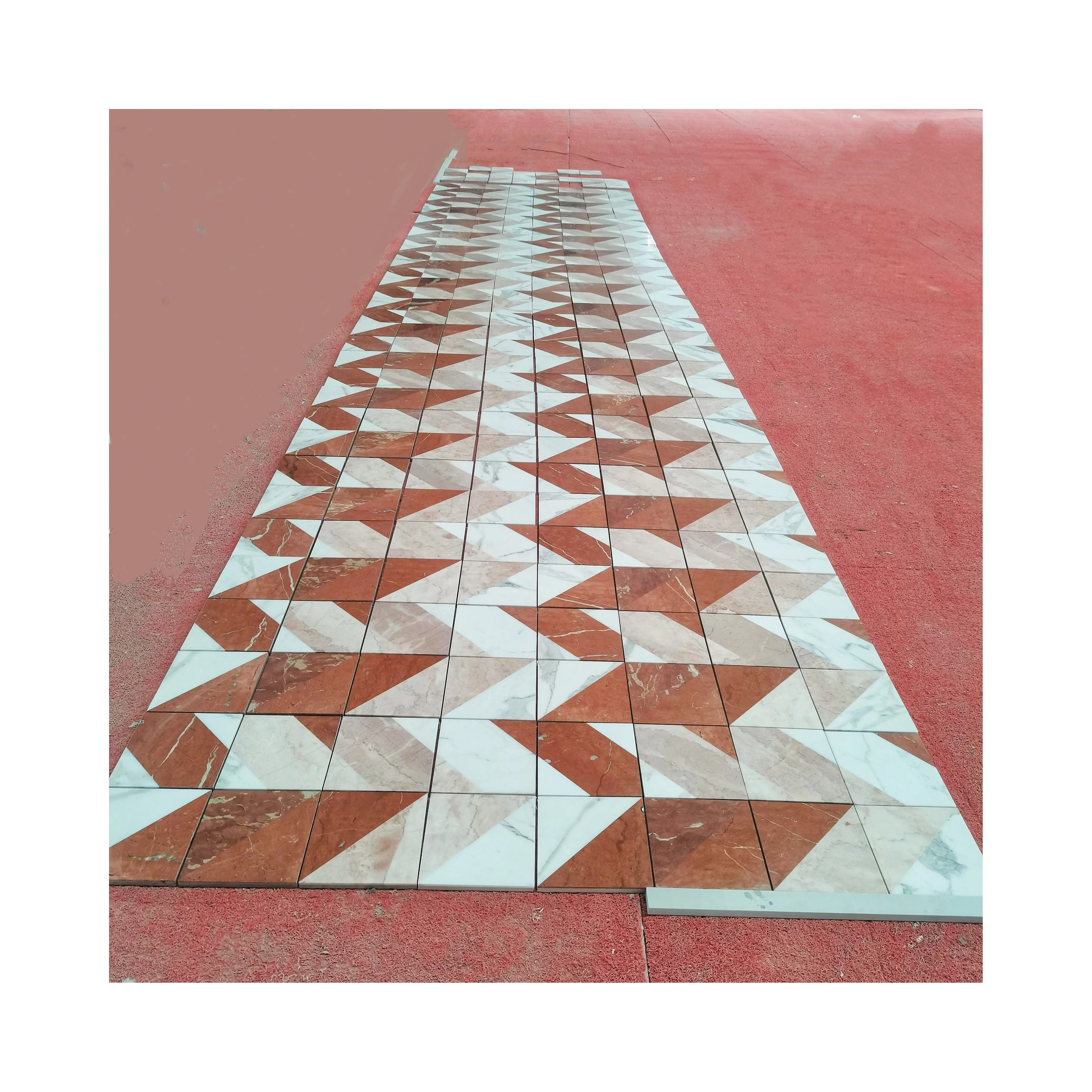 SHIHUI 8pcs/set Calacatta White Creamy Rose Rosa Corallo Marble Laminated Mosaic Tile for kitchen and Bathroom Wall Tile