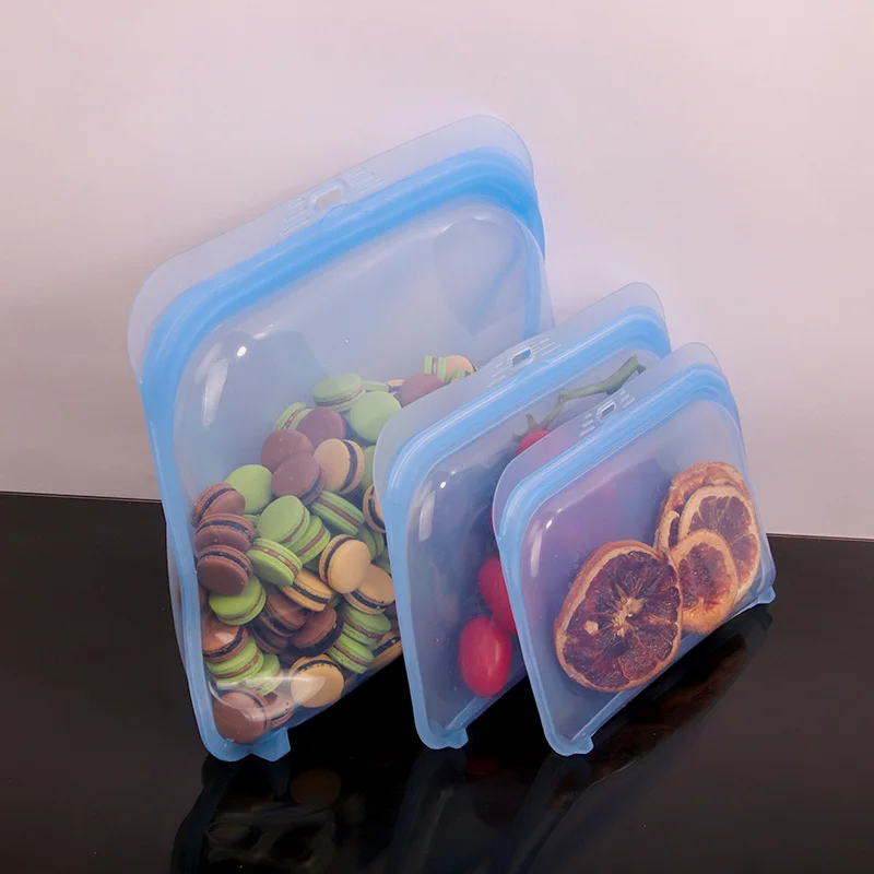 Leak proof silicone food pouch kid snack freezer ziplock bags reusable silicone food storage bag