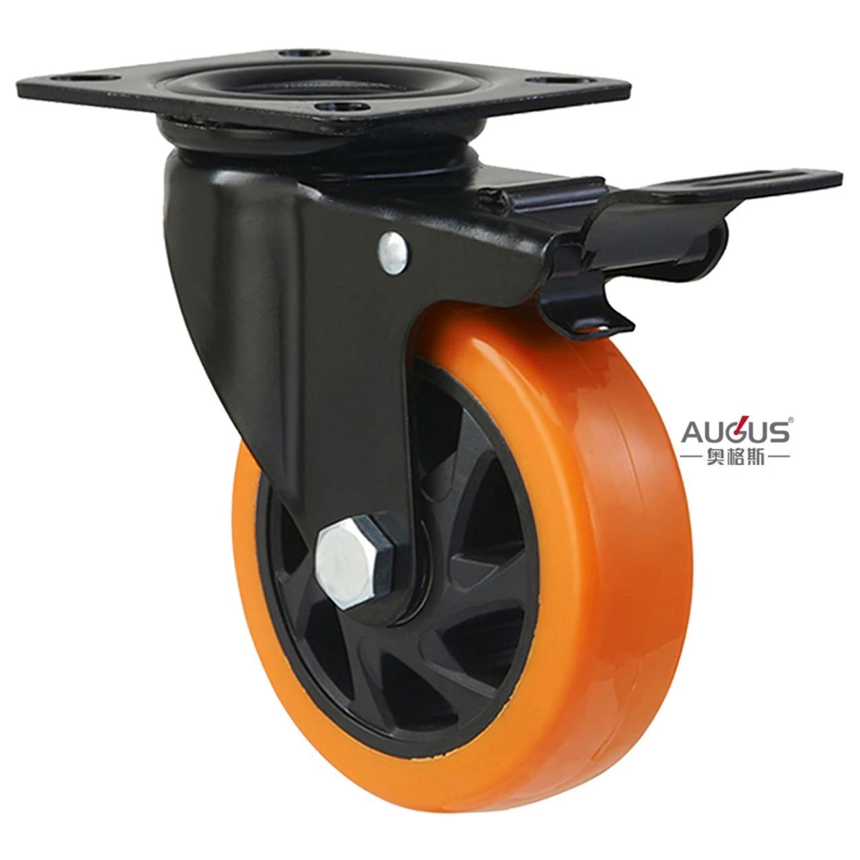 150 mm x 40 mm polyurethane wheel for trolley heavy duty caster with brake