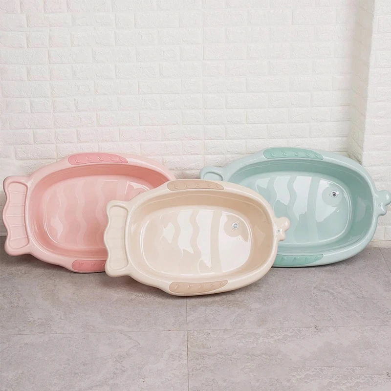 
Newborn Safty Fish Shaped Plastic Baby Bath Tub Set with Stand 