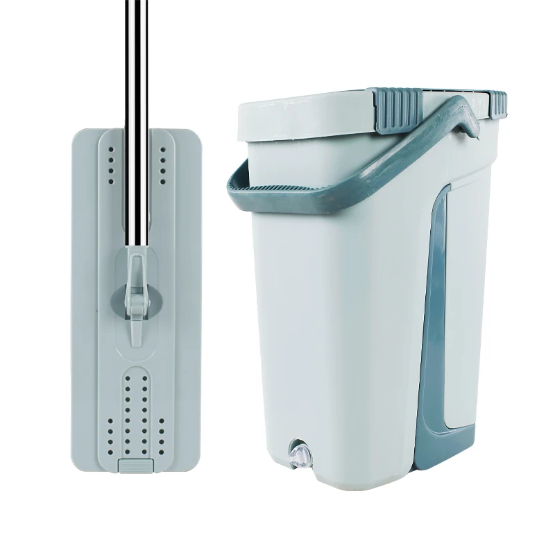Stainless Steel Pole Handle Removable frame flat mop water Squeeze Flat Cleaning Mop with Bucket