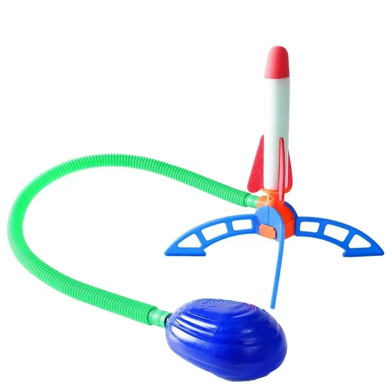 Soft Summer Outdoor Sports Games 3 Colorful Eva Foam Catapult Foot Air Powered Flying Rockets Pedal Stomp Launcher Toy for Kids