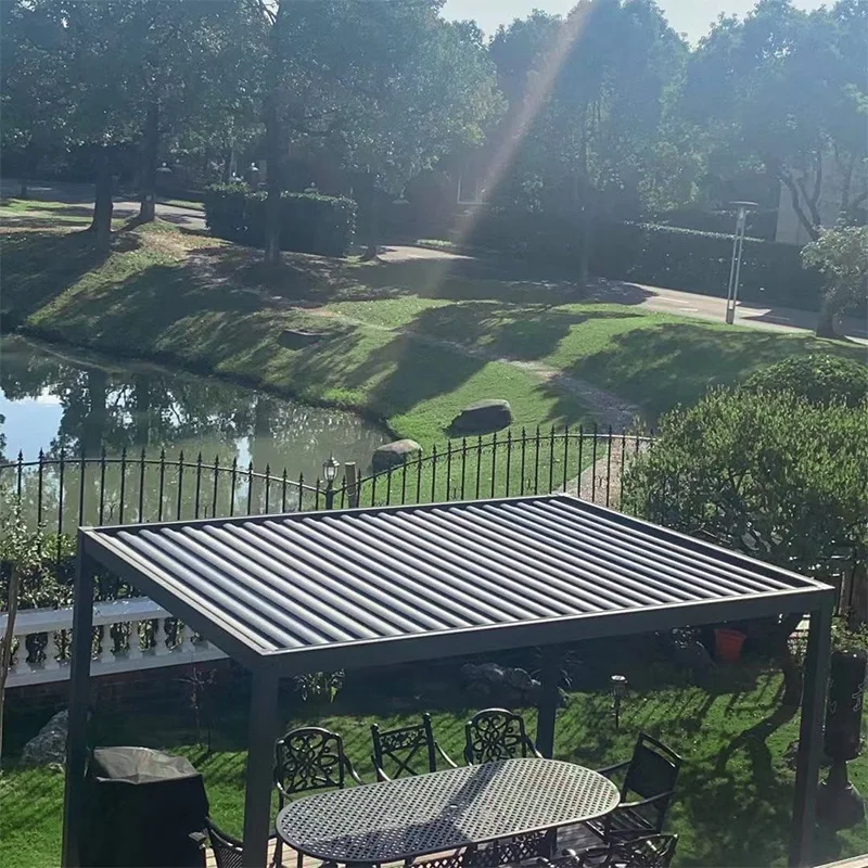 Aluminum Frame Outdoor Patio Roofing Pavilion Wall Mounted  Free Standing Canopy Customized Louvered Pergola 3x4m