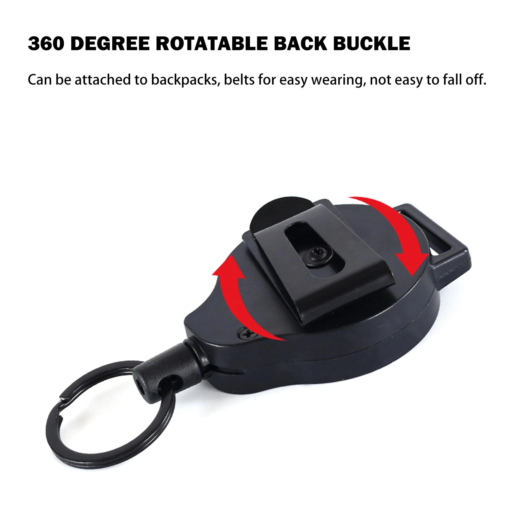90 Degrees Stretch Range 70 cm Retractable Keychain Badge Reel Holder 360 Degree Rotatable Back Buckle For Backpacks Belts