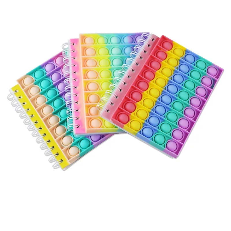 Silicone Pop Bubbles Cover Notebook Relieve Fidget Notebooks Softcover Spiral Memo Pad Finger A5 Push Up bubble Notebook