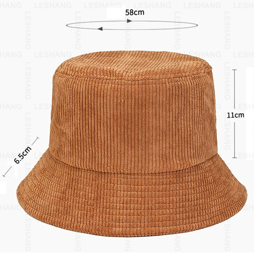 Solid Color Fashion Men Women Sun Protection Flat Top Wide Brim Fisherman Caps Custom Embroidery Logo Corduroy Bucket Hats