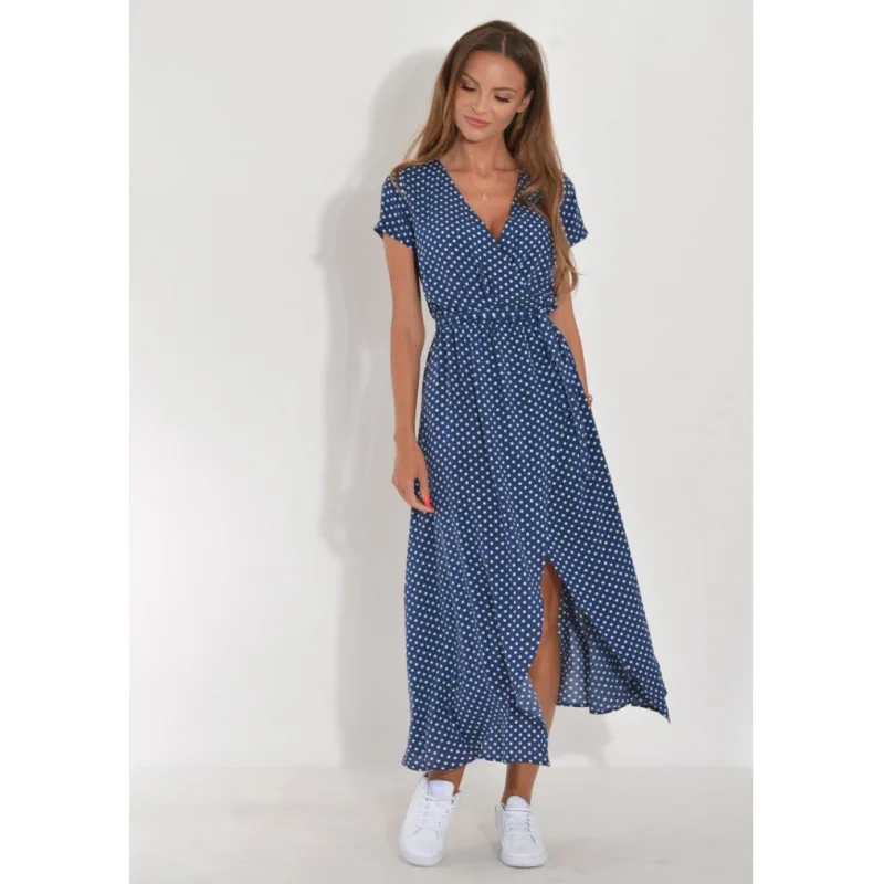 Large size Maxi Dress for Women Casual Summer Sundress V-Neck 1/4 Sleeve