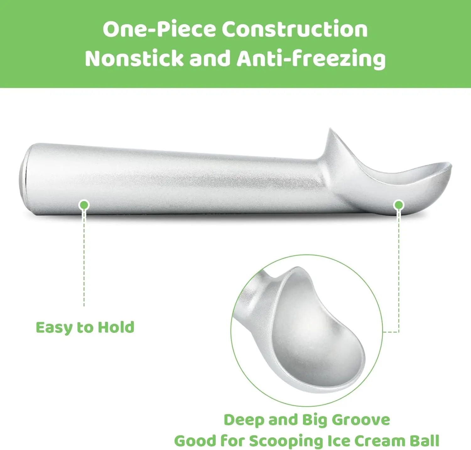 Nonstick Anti-Freeze Aluminum Scooper Spoon Heavy Duty Durable Sorbet Ice Cream Scoop