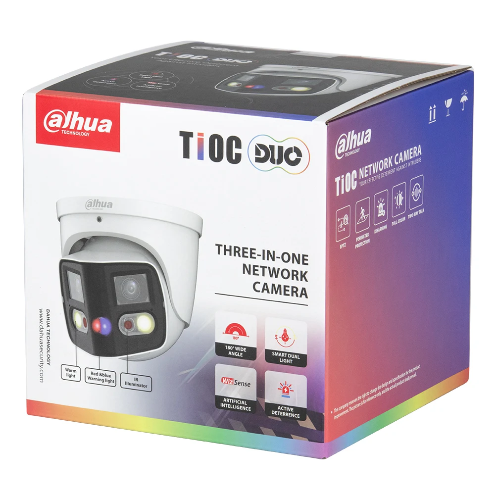 Dahua 2x4MP TiOC Duo Splicing Fixed-focal Eyeball Wiz Sense IP Camera IPC-PDW3849-A180-AS-PV PoE Turret Network Camera