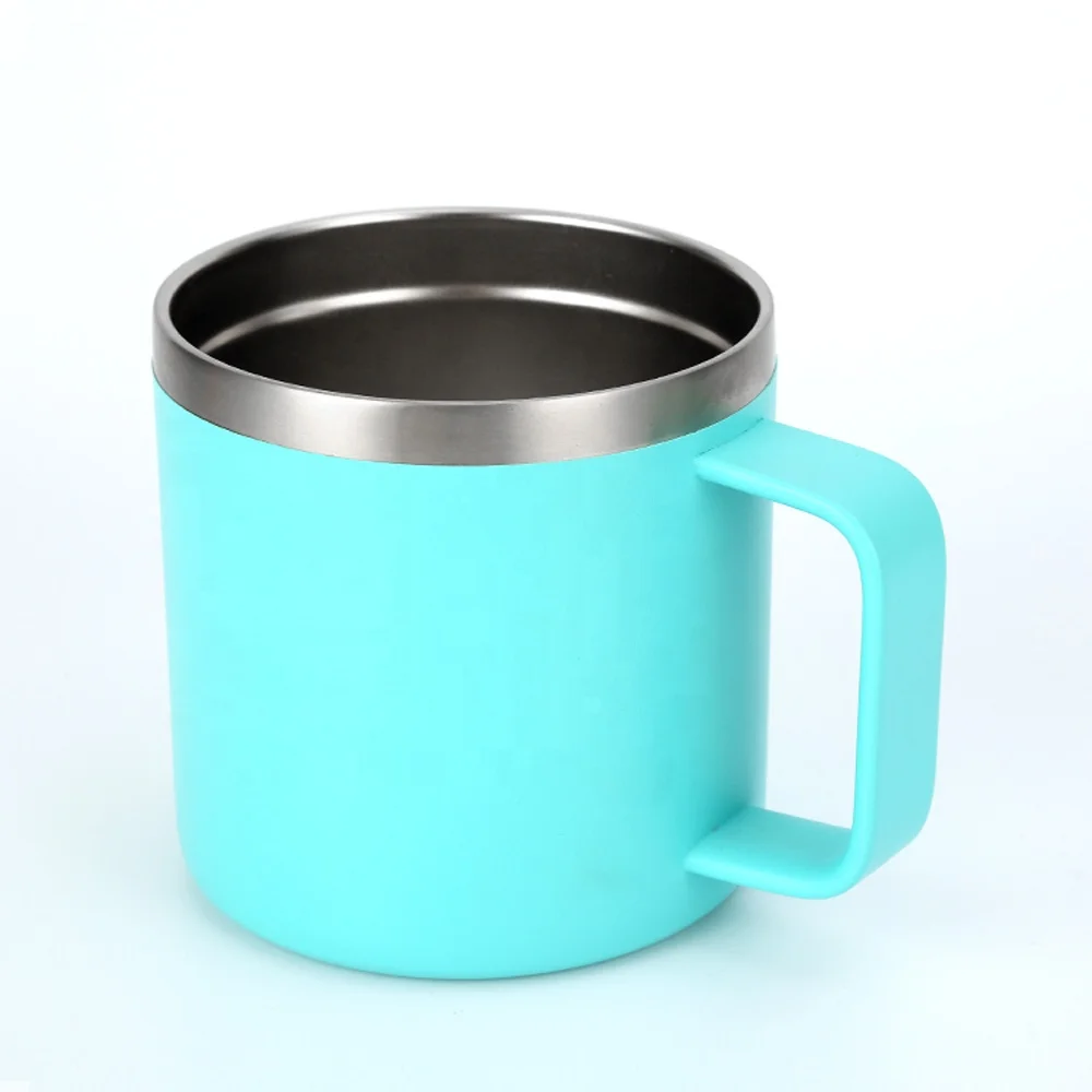 12 oz 14oz 18/8 stainless steel double walled vacuum insulated coffee mug with handle and silicone lid