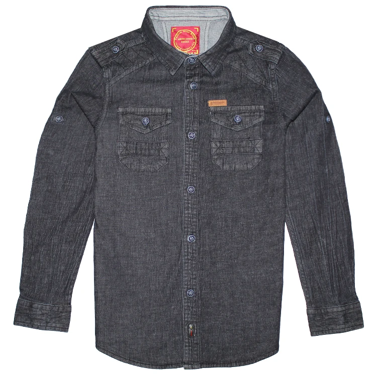 
Model Number 6271826D Hot Sale Cotton Plain Long Sleeve Chest Pocket Kids Denim Shirt For Boys High Quality Clothes Shirt 