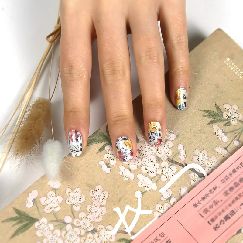 Latest Korean style new gel nail sticker with UV lamp semi cured gel nail wraps