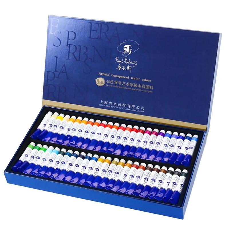 Paul Rubens Watercolor Paint Set Tubes Artist Grade 48 Colors   Professional Art Supplies for Painting and Drawing Gift - 8ml