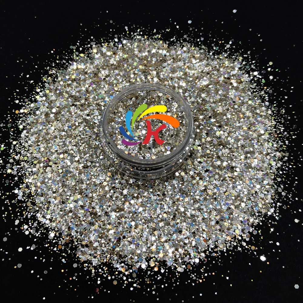 Bulk wholesale 2oz bag glitter polyester custom chunky mix nail cosmetic craft glitter