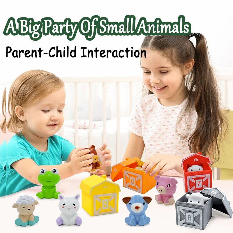 Animal Matching House Montessori Toy with Finger Puppets for Color Sorting and Pairing Games Sensory Toys for Children