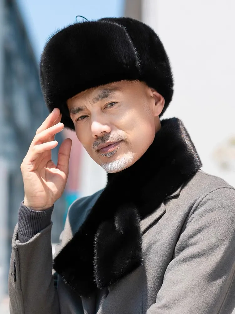 CX-C-170B Fashion Mink Fur Russian Style Mens Winter Hats