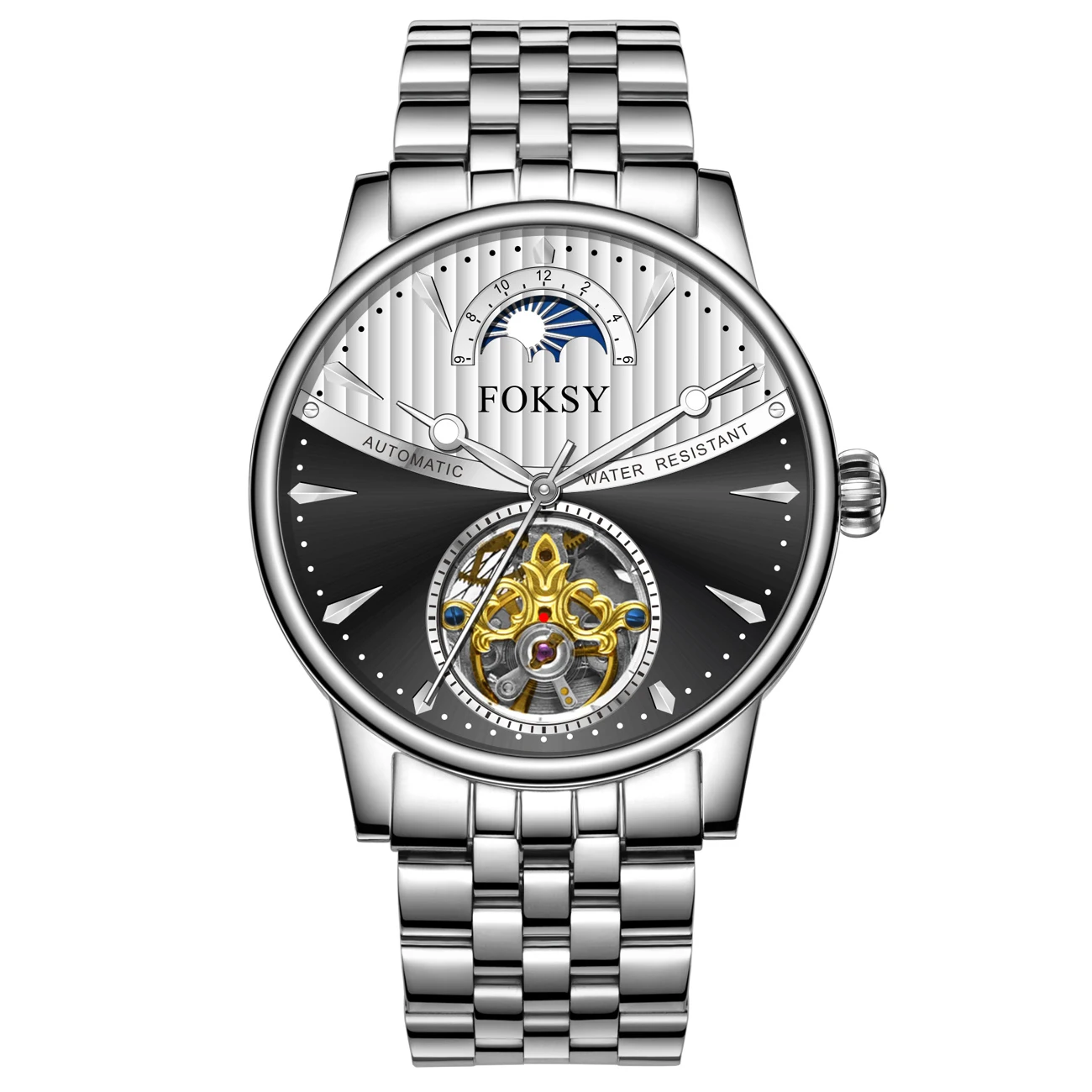 42MM Stainless Steel Moon Phase Automatic Wrist OEM Mechanical Watch Men From Factory