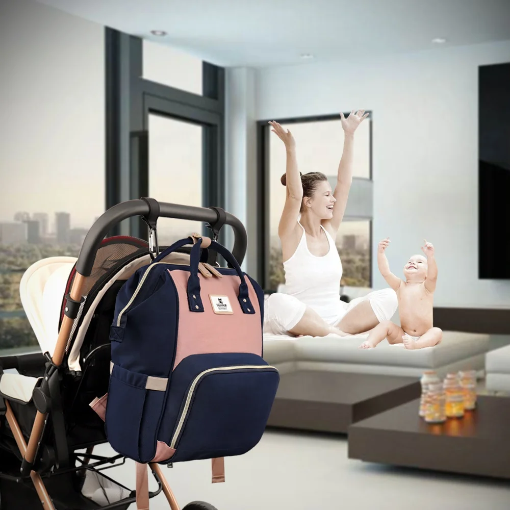 Wholesale Portable  Custom Printed Expandable Backpack Baby Diaper Bags With Changing Station