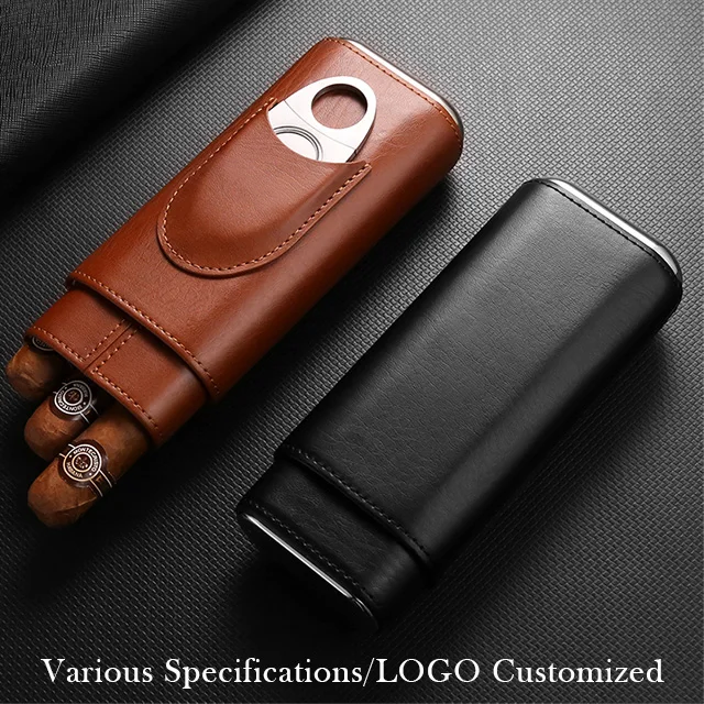 Vietnam Custom Logo 3 Finger Leather Case Wood Cigar Humidor Box For Travel